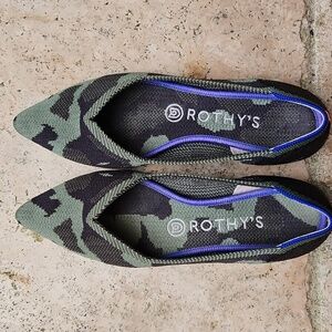 Rothy's Pointed Toe Camoflauge Green Flats